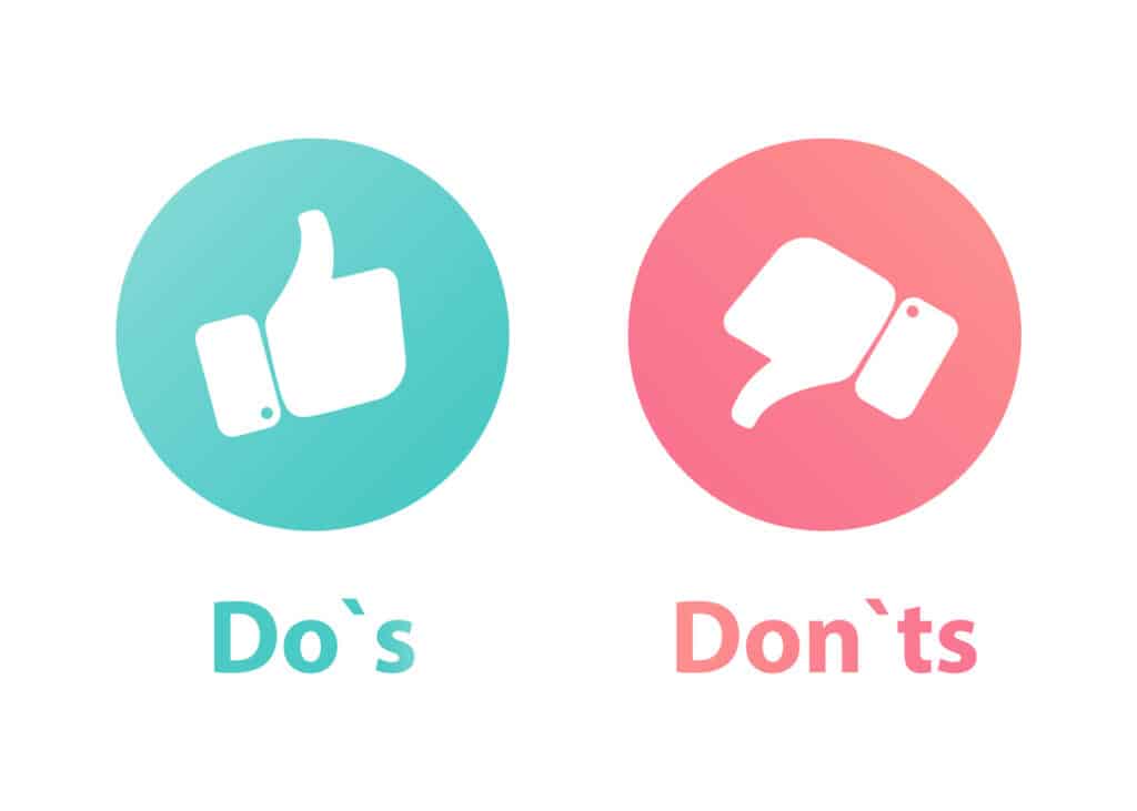 Green circle with thumbs up; red circle with thumbs up; word Do's below green circle; word Don'ts below red circle. Parliamentary procedure "Point of Order: